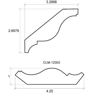 A drawing of the side and front view of a stair rail.