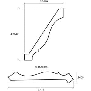 A drawing of the side view and length of a stair rail.