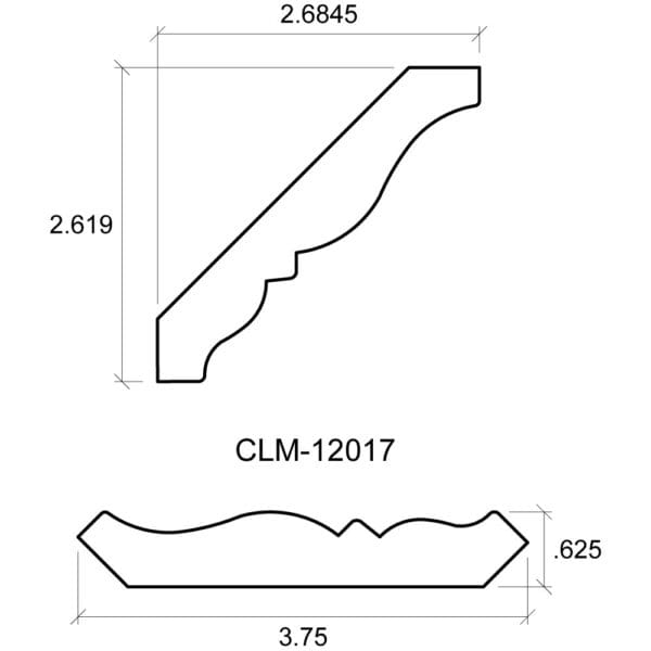 A drawing of the side view and length of a piece of wood.