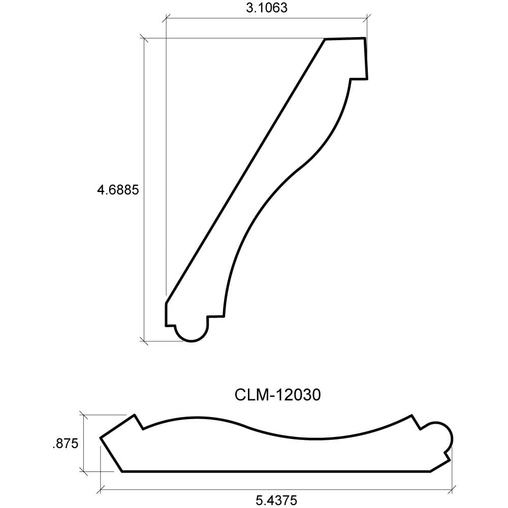 A drawing of the side view and length of a piece of wood.