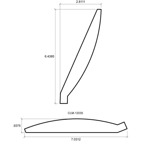 A drawing of a surfboard with measurements.