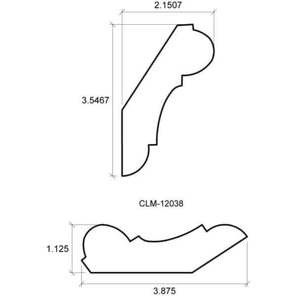 A drawing of the side and front view of a corner.