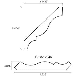 A drawing of the side view and length of a stair rail.