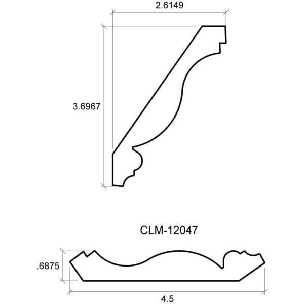 A drawing of the side view and length of a piece of wood.