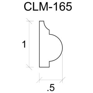 A drawing of the side view of a door handle.