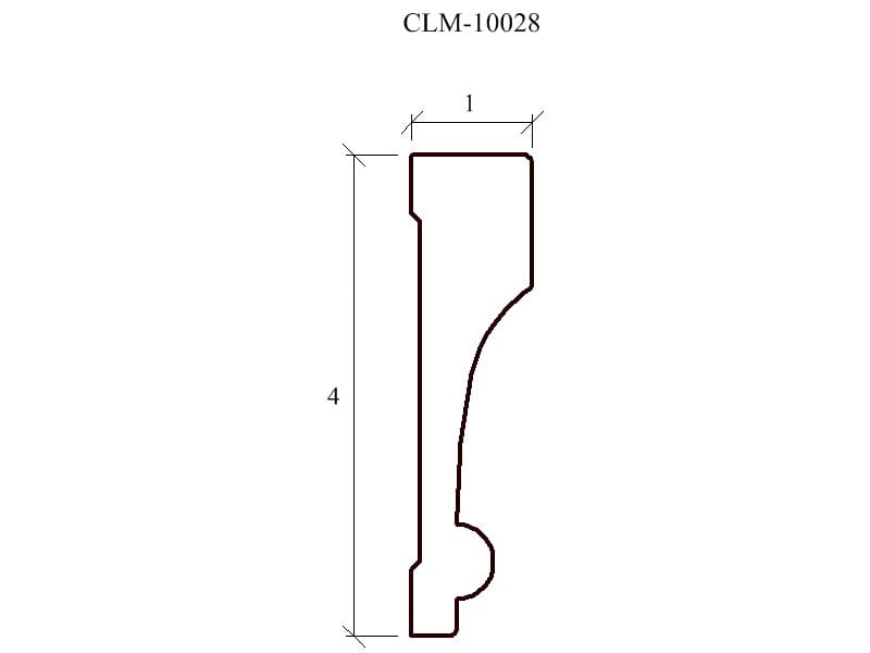 Line drawing of a moulding profile.