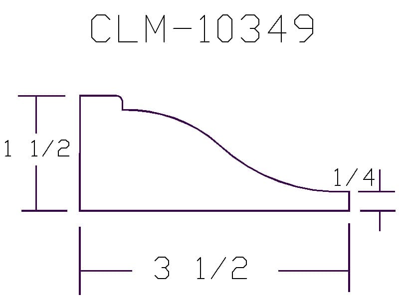 CLM-10349 molding diagram 1 1/2" x 3 1/2"