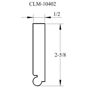 A drawing of the side view of a door handle.