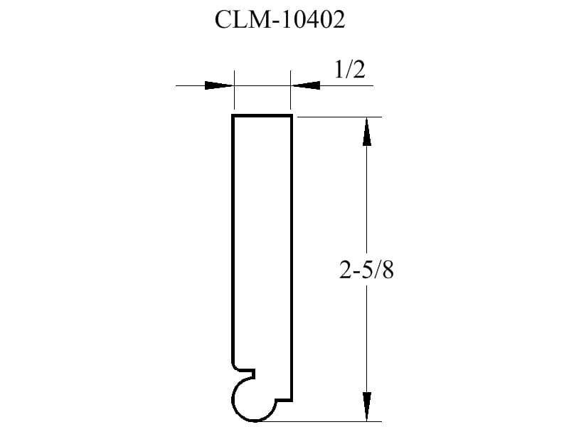 A drawing of the side view of a door handle.