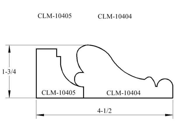 A drawing of the profile for a door.