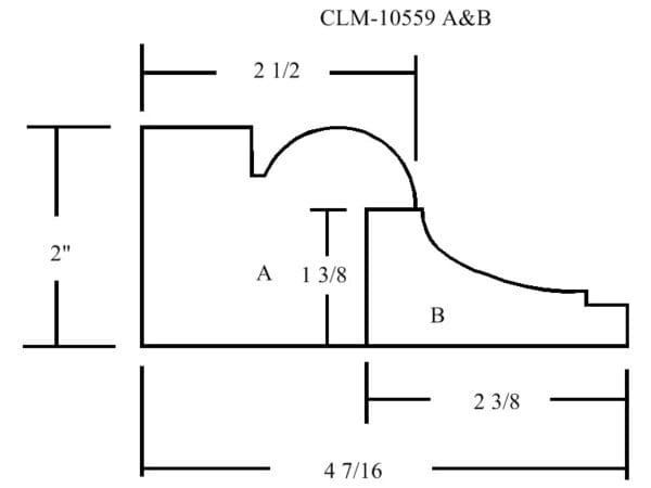 A drawing of the dimensions of a curved wall.