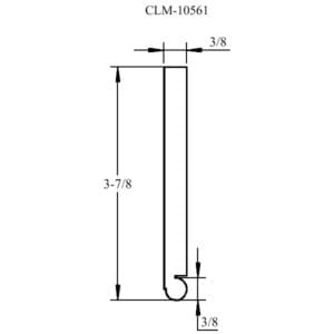 A drawing of the side view of a handle.