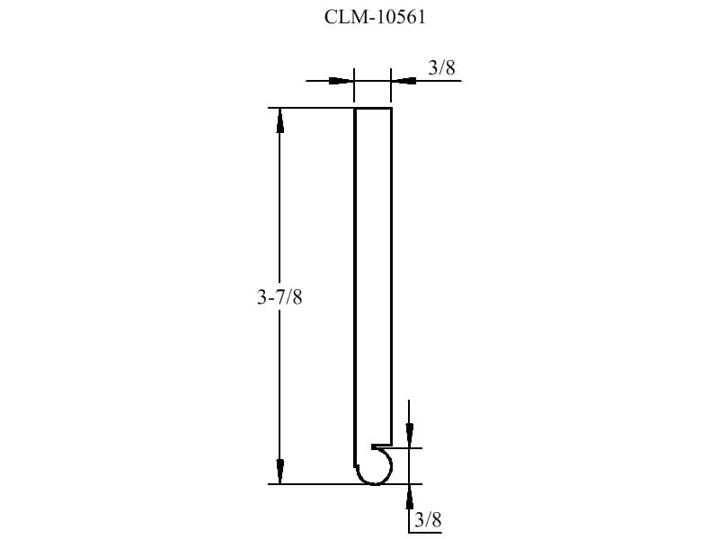 A drawing of the side view of a handle.