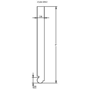 A drawing of the side view of a door handle.