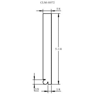 A drawing of the side view of a door handle.