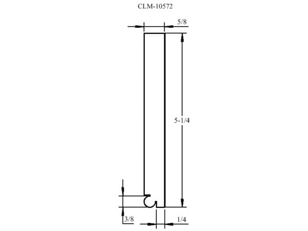 A drawing of the side view of a door handle.