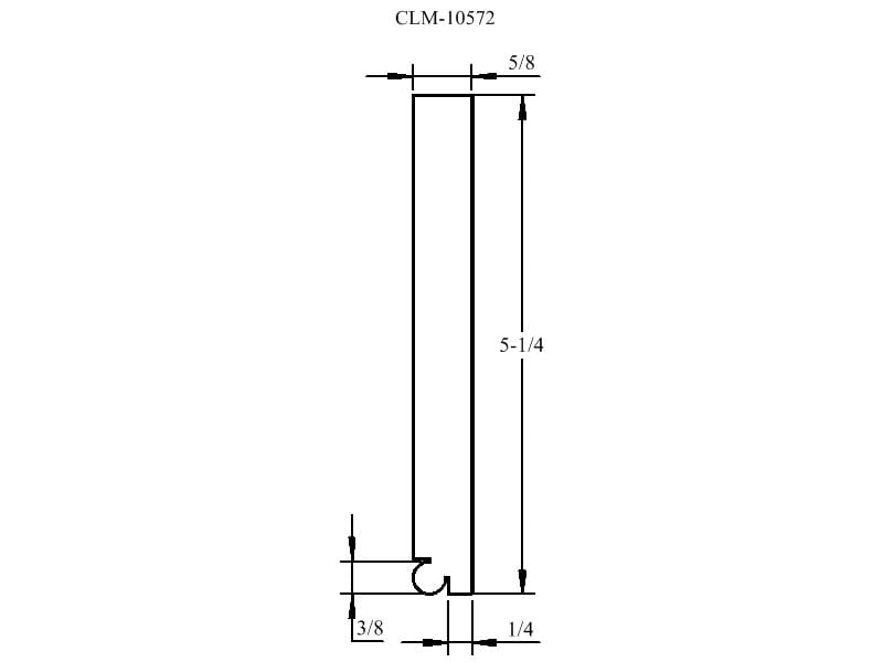 A drawing of the side view of a door handle.