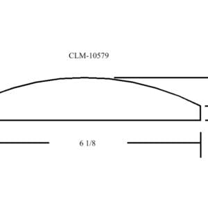 A drawing of a curved strip with measurements.