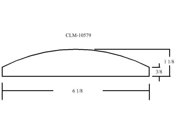 A drawing of a curved strip with measurements.