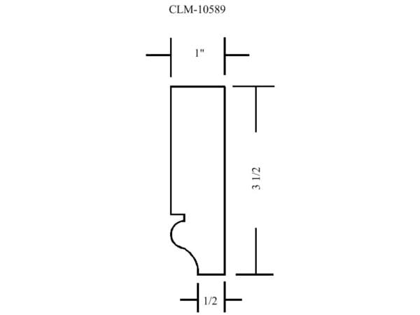 A drawing of the front side of a door.