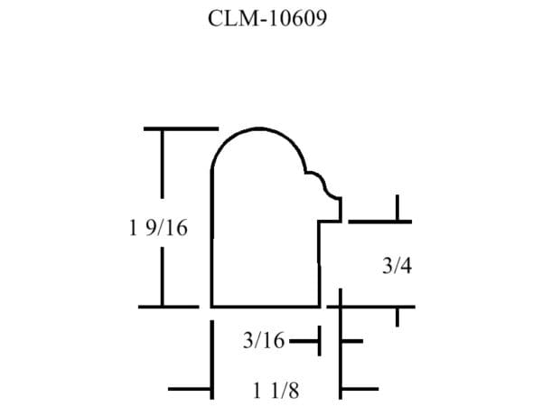 A drawing of the side of a door.