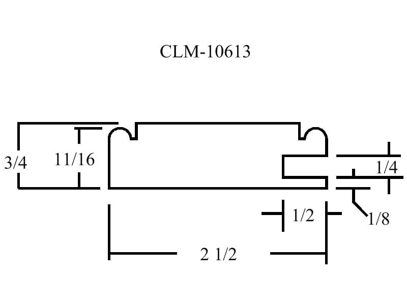 A drawing of the length and width of clm-1 0 6 1 3.