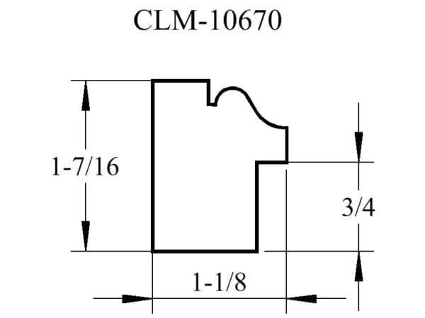 A drawing of the side view of a window.