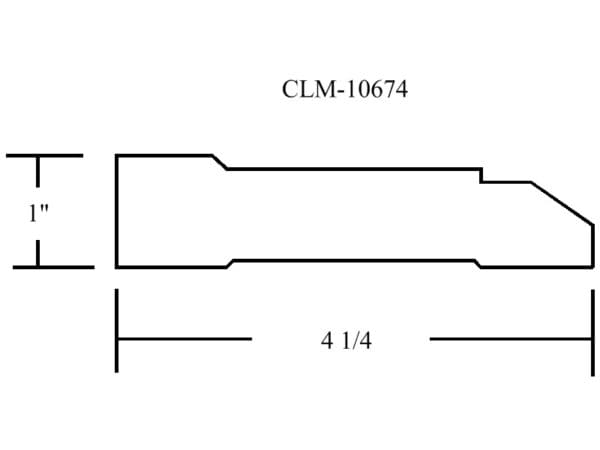 A drawing of the length and width of clm-1 0 6 7 4.