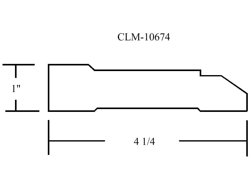 A drawing of the length and width of clm-1 0 6 7 4.