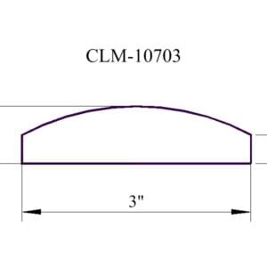 A drawing of the side view of a curved bench.