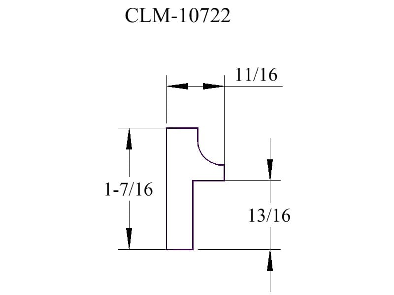 A drawing of the side view of a door.