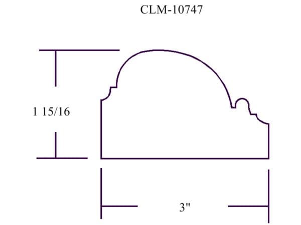 A drawing of the outline for a curved molding.