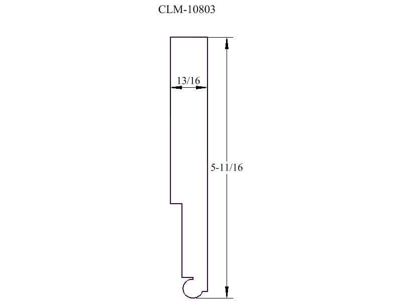 A drawing of the side of a door.