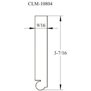 A drawing of the side view of a door handle.