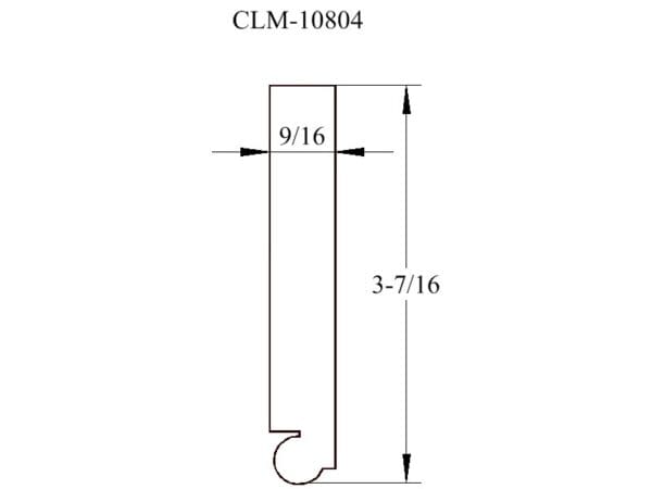 A drawing of the side view of a door handle.