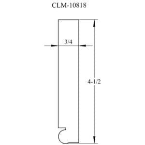 A drawing of the side view of a door handle.