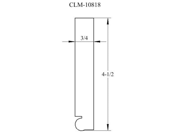 A drawing of the side view of a door handle.