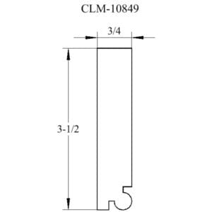 A drawing of the side view of a door jamb.