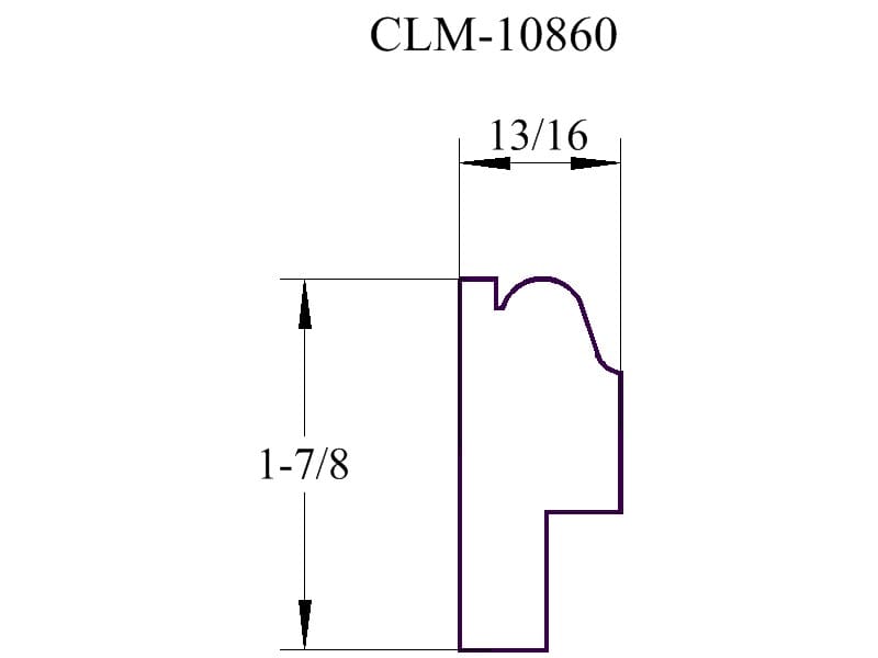 A drawing of the side view of a door.