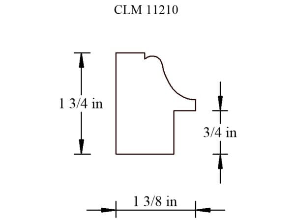 A drawing of the length and width of clm 1 1 2 1 0.