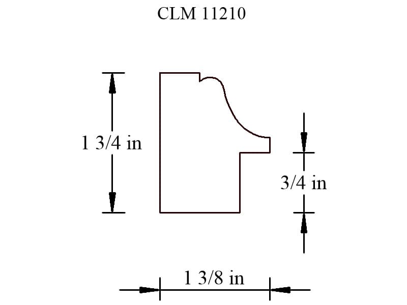 A drawing of the length and width of clm 1 1 2 1 0.