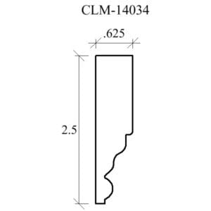 Line drawing of a moulding profile.