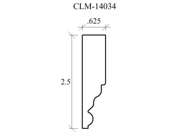 Line drawing of a moulding profile.