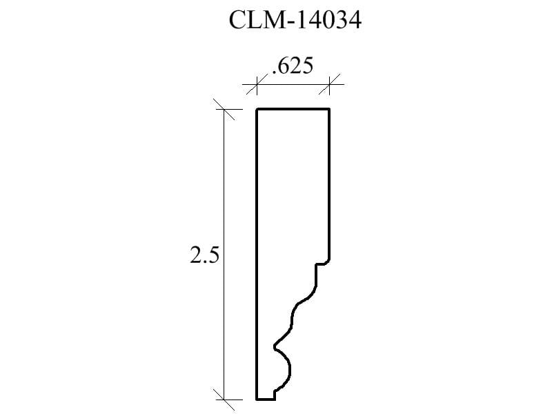 Line drawing of a moulding profile.