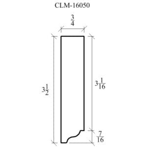 Line drawing of a door trim profile.