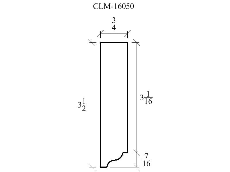 Line drawing of a door trim profile.