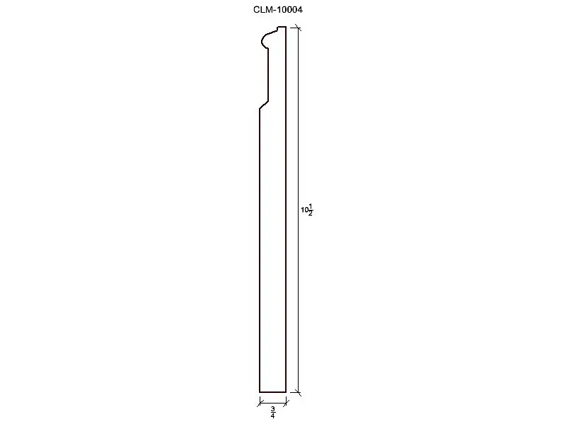 Line drawing of a 10.5 inch trim piece.