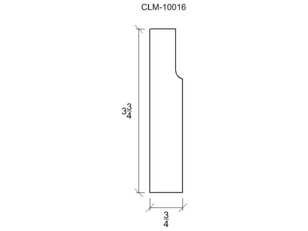 Line drawing of a door trim profile.