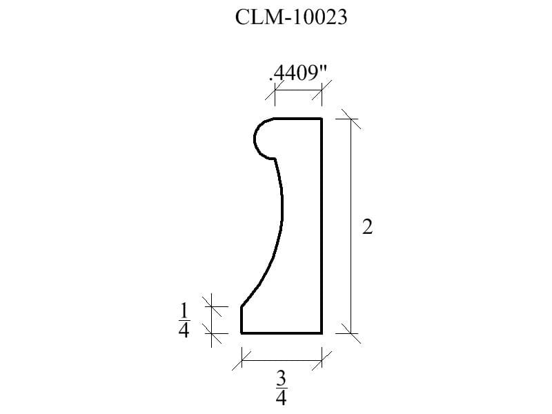 Line drawing of a molding profile.