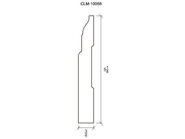 Line drawing of a trim molding profile.